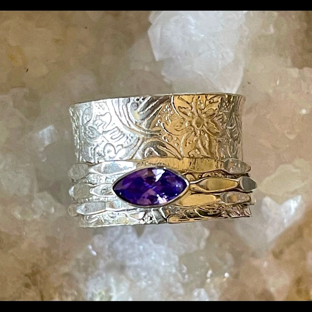 Amethyst Sterling Silver Spinner Ring - image 1